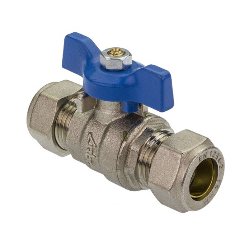 15mm Red & Blue Butterfly Handle Ball Valve