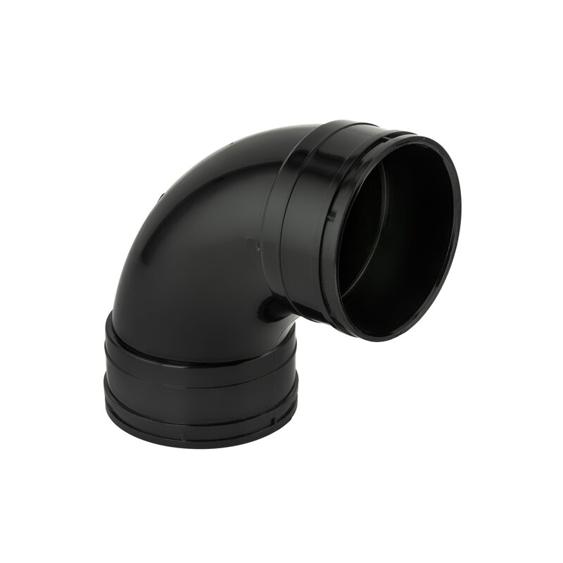 4"/110mm x 92.5° Bend Double Socket Solvent Black