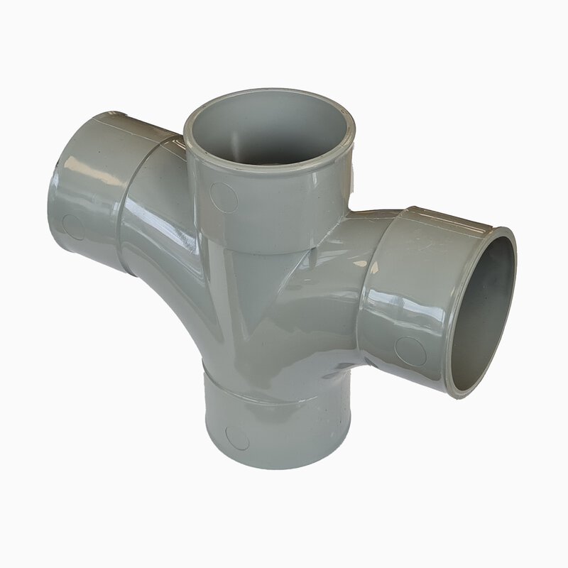 2" / 50mm Cross Tee Grey Solvent Waste 4 Socket