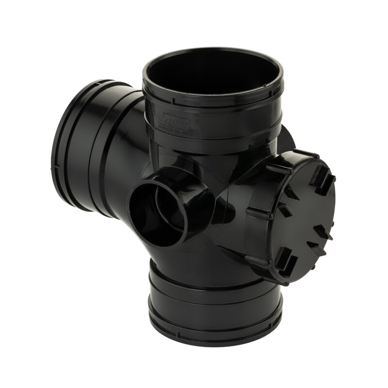 4"/110mm x 92.5° Access Branch 2" Boss Triple Socket Solvent Black