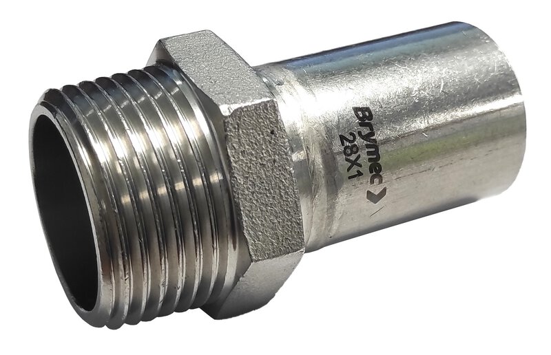 28mm x 1" Stainless Plug-In Male Adapter (Press or Gas)