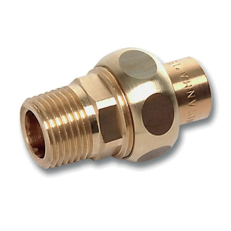 15mm x 1/2" End Feed Male Union - Cone Joint, Copper Tail