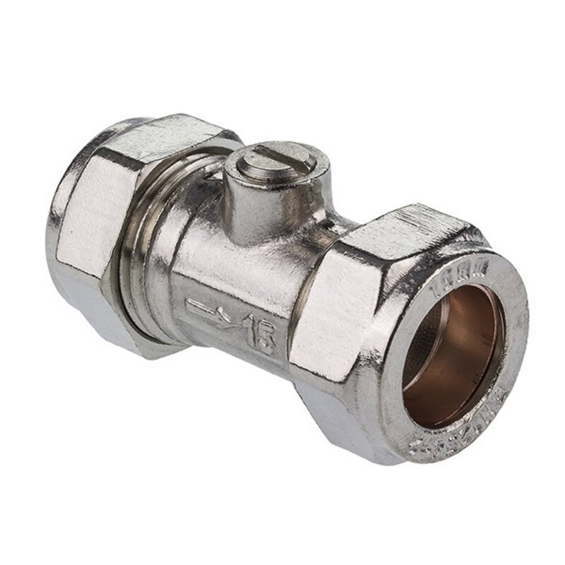 22mm WRAS Chrome Isolating Valve with Compression Ends