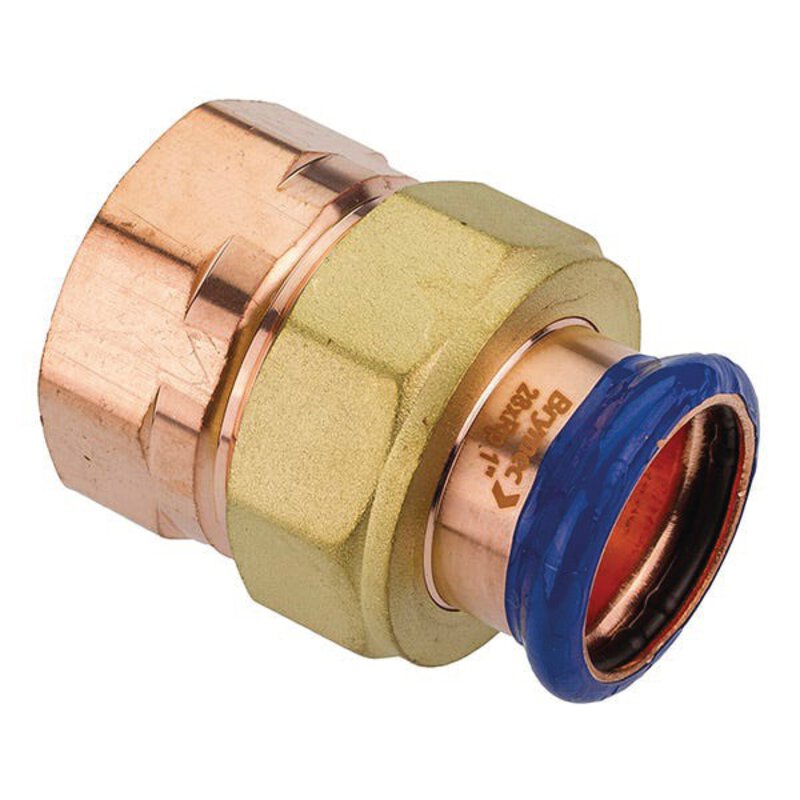 28mm x 1" Copper-Press Female Union - Flat Face Seal