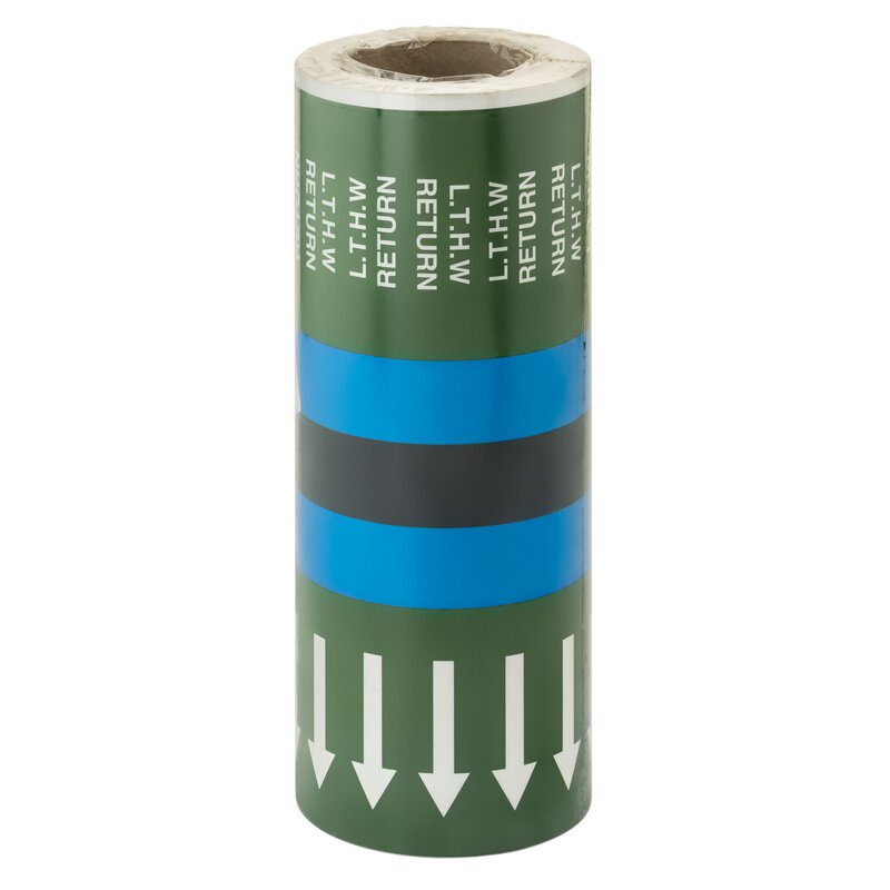 "LTHW Return" Pipeline Arrow ID Tape 33m BS1710:2014