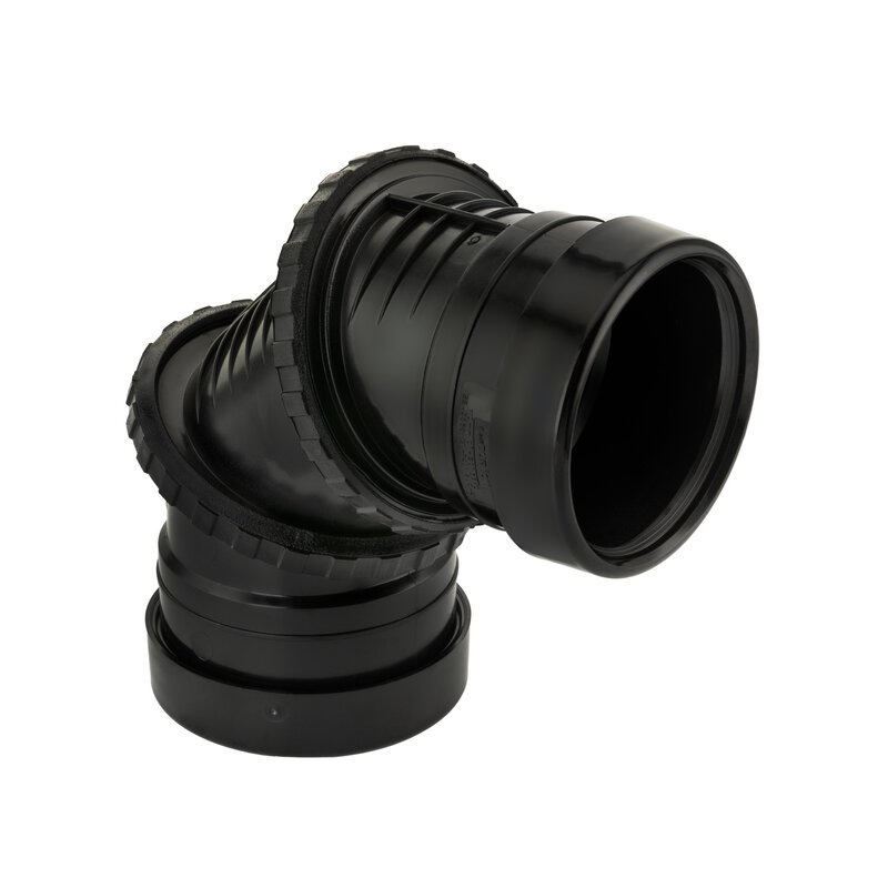 4"/110mm x 0-90° Adjustable Bend Double Socket Ring Seal Black