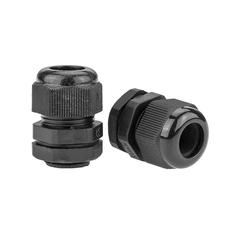 Stuffing Glands 20mm L 8-14mm - Black c/w Locknut (Pk10)