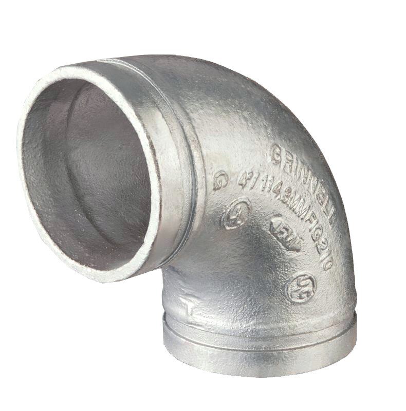 4" Grinnell 210 90° Elbow Bend Grooved Fitting - GALV