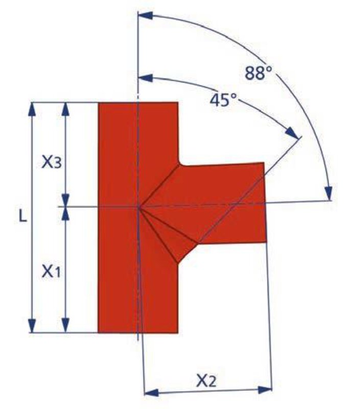 CIS 150mm x 50mm 88° Reducing Single Branch Tee