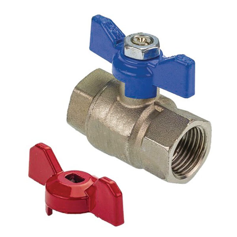 3/8" FxF Red & Blue Butterfly Handle Full Bore Ball Valve