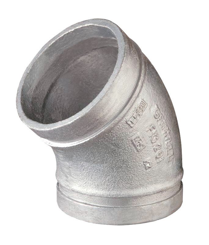 4" Grinnell 201 45° Elbow Bend Grooved Fitting - GALV