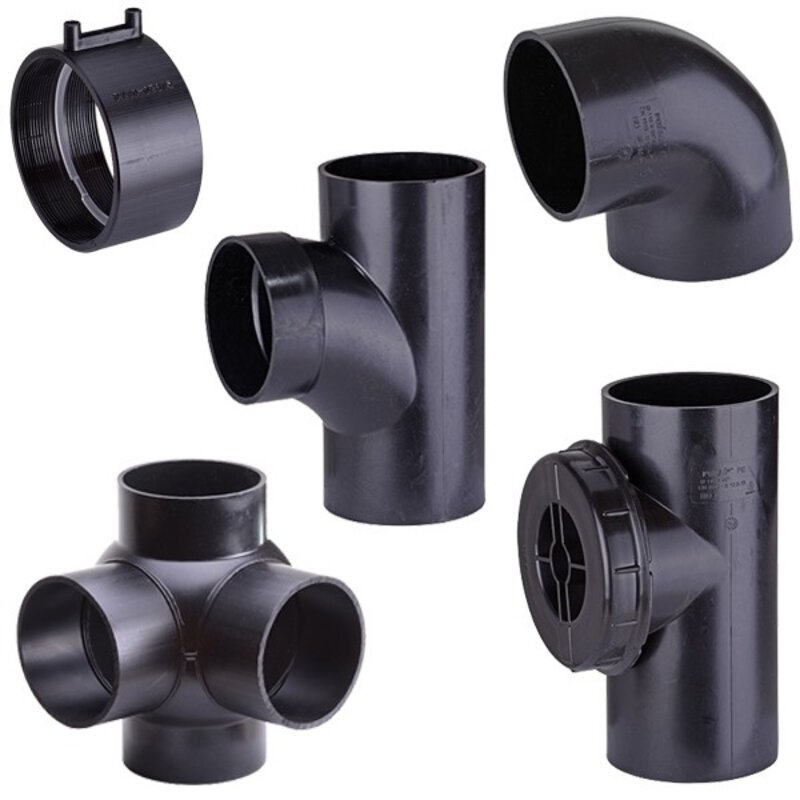 110mm HDPE Stack Ventilation Branch (3x110mm + 3x75mm Boss)