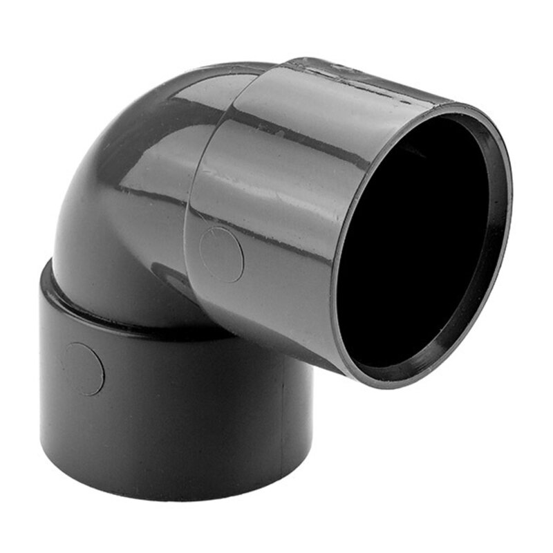 2" / 50mm 90 Knuckle Bend Black Solvent Waste