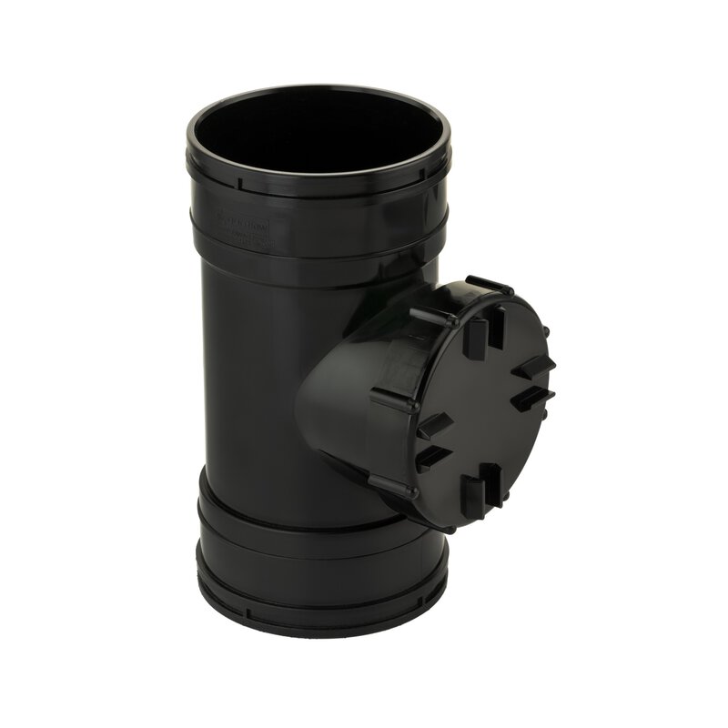 4"/110mm Short Access Pipe Double Socket Solvent Black