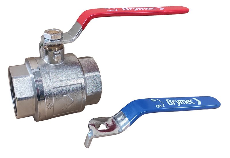 2 1/2" F X F Red & Blue Lever Ball Valve 1/4 Turn BSPP