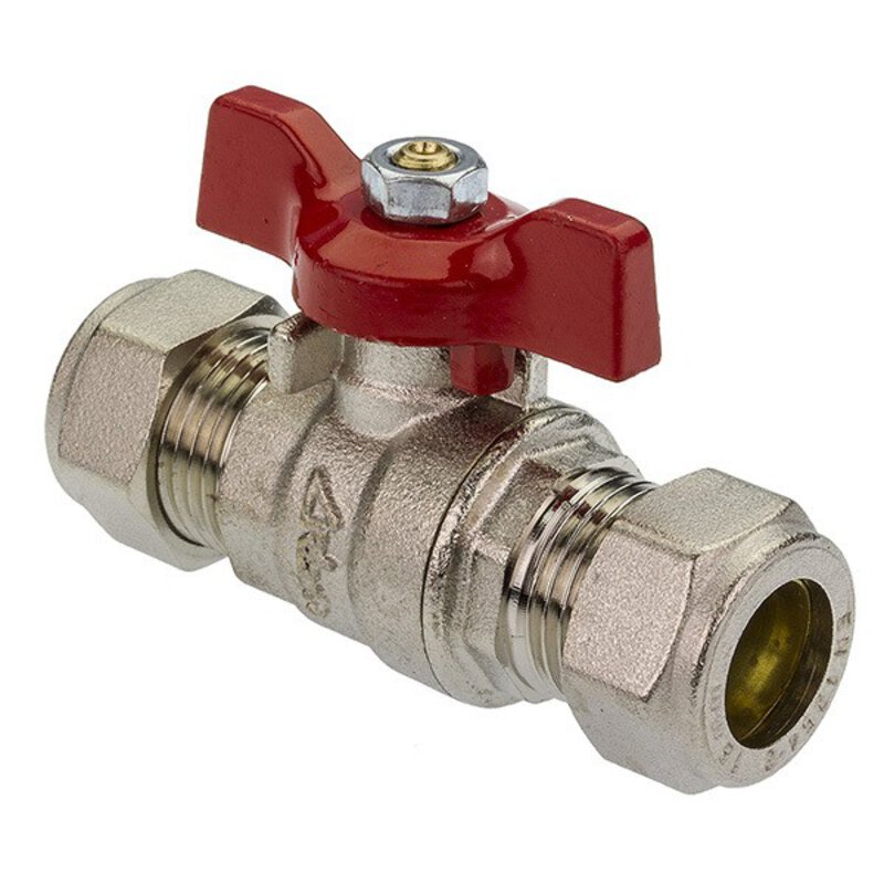 15mm Red & Blue Butterfly Handle Ball Valve