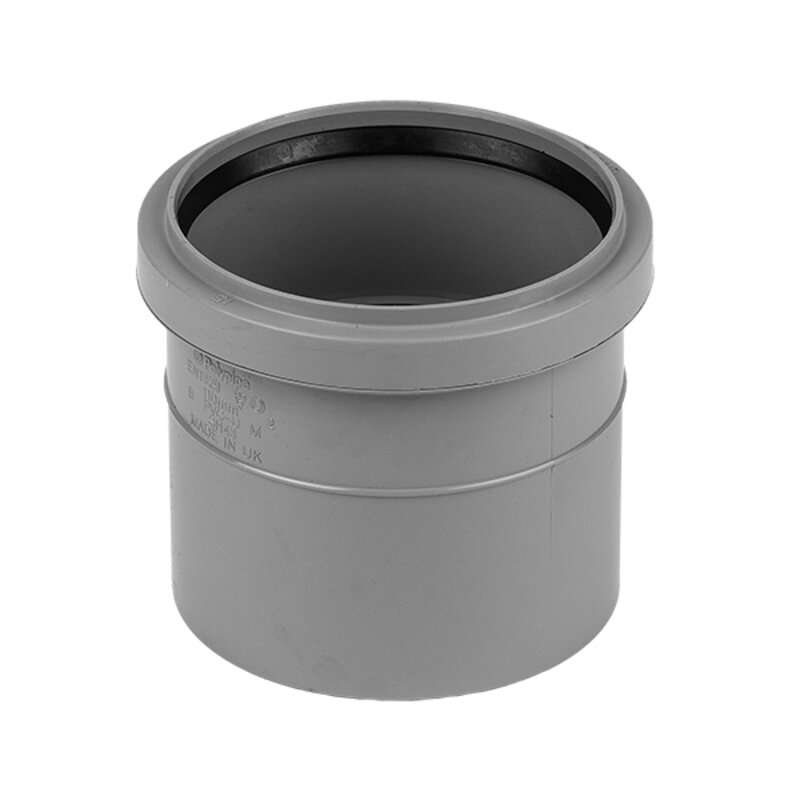 4"/110mm Single Socket Coupler Grey (Ring Seal to Solvent)