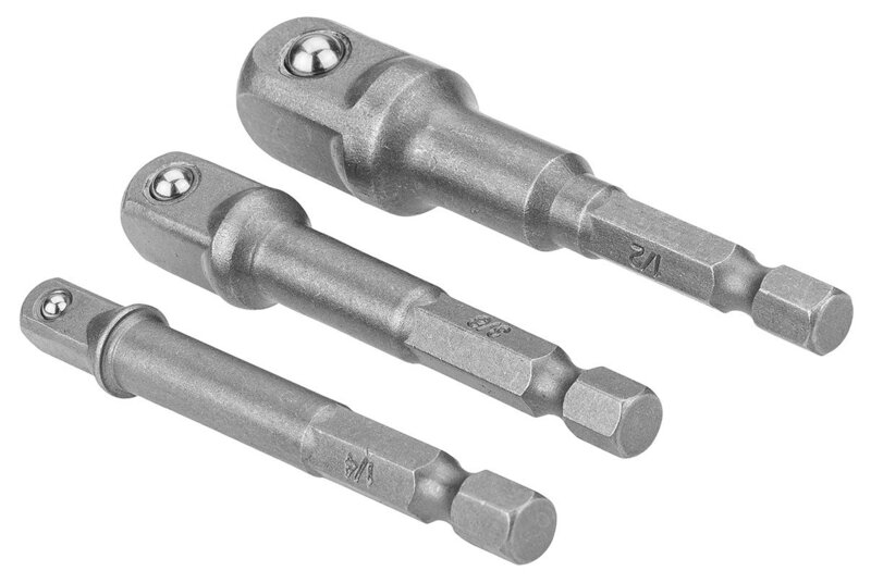 Hex to Square Drive Adaptor 3 Piece Set 1/4", 3/8" & 1/2"