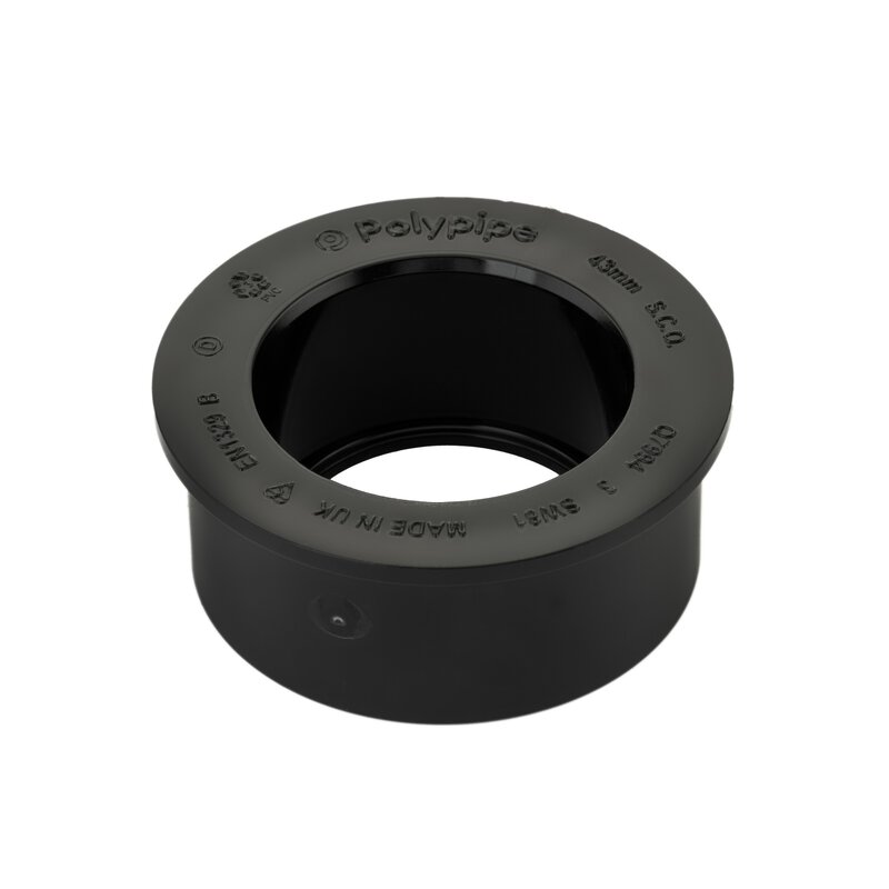 1 1/2" / 40mm Adaptor for 63mm Boss Outlet Black Solvent Waste