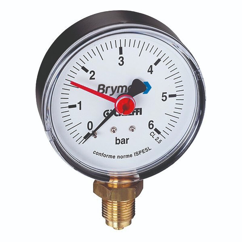 Pressure Gauge 0-6 Bar 1/4" Bottom Connection (50mm dia.)