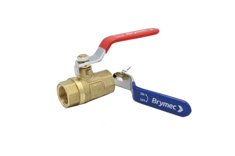 1 1/4" F X F Red & Blue Lever DZR Brass Ball Valve PN25 BSPT