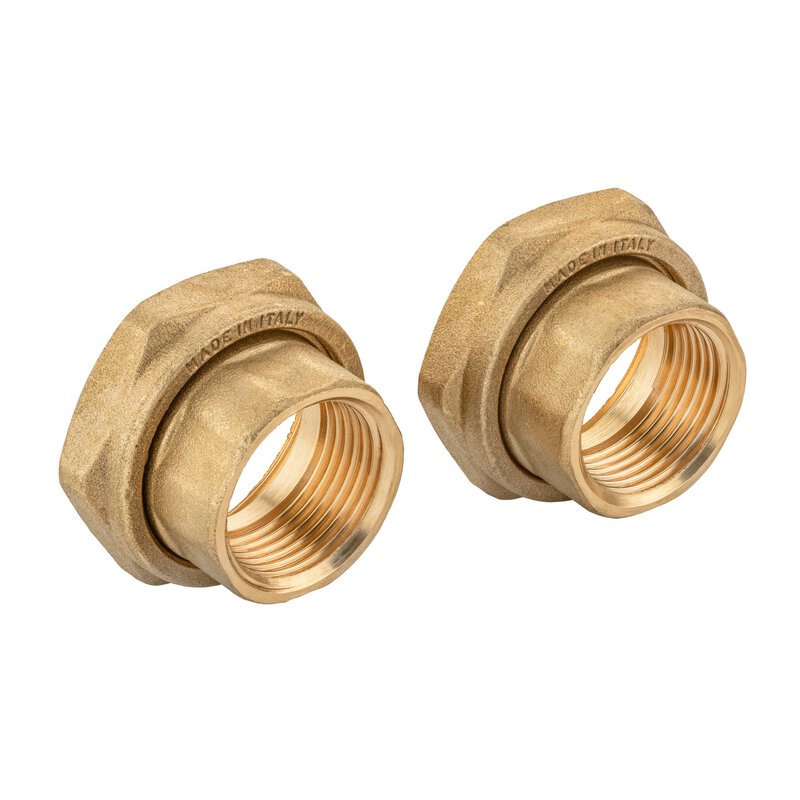 2" Black Iron Pump Union - 1 1/4" Female Spigot x 2" Loose Nut (Pair)