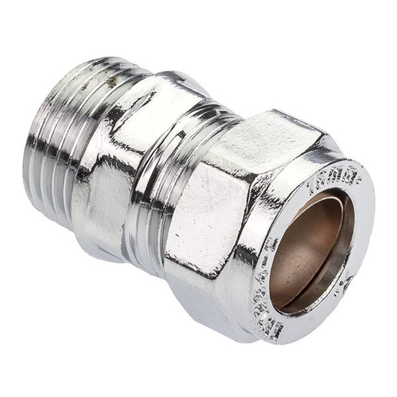 Chrome Compression 22mmx3/4" Male Iron Coupler