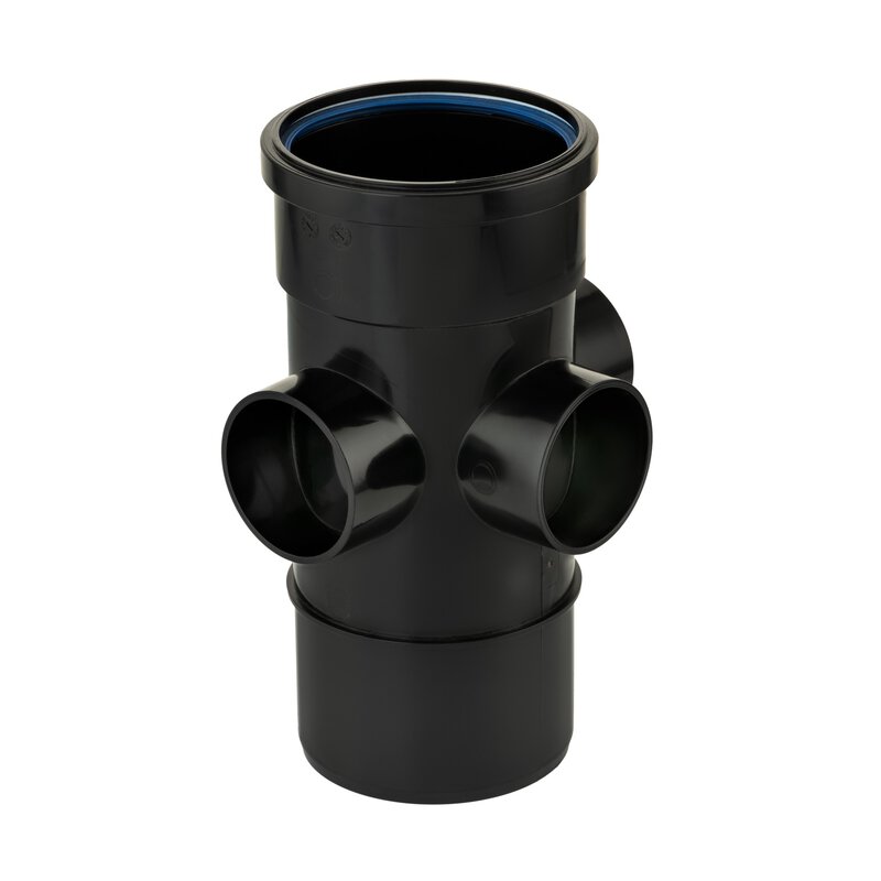 4"/110mm Triple Boss Pipe 63mm Outlet Single Socket Ring Seal Black