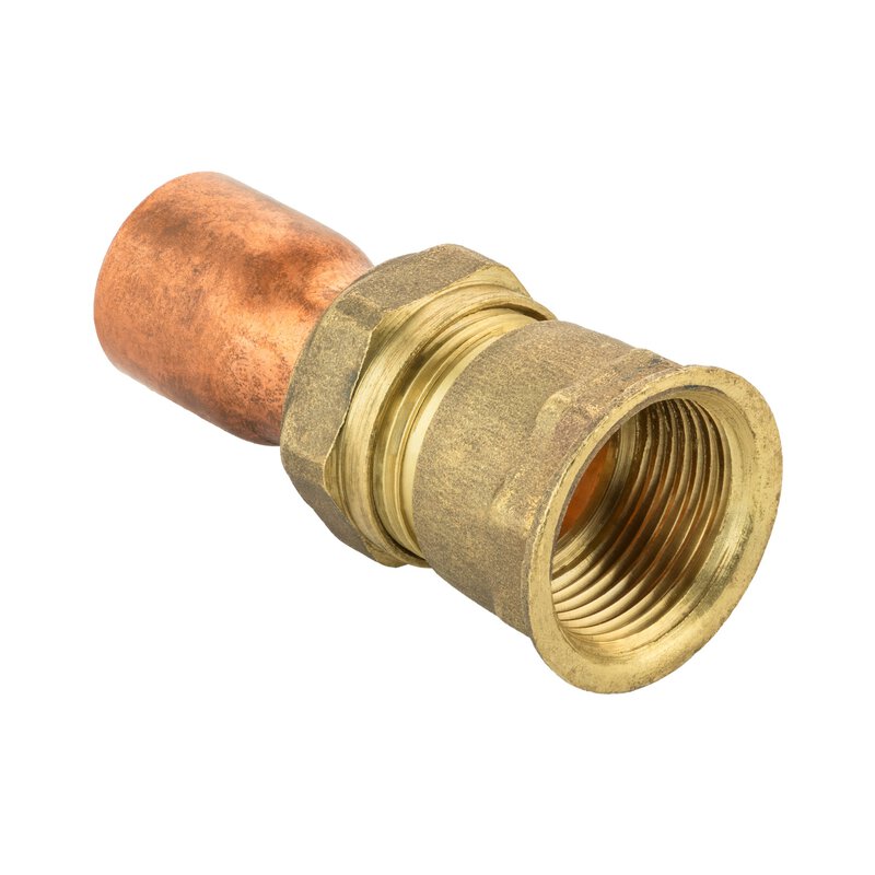 22mm x 3/4" End Feed Female Union - Cone Joint, Copper Tail