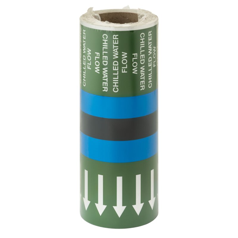 "Chilled Water Flow" Pipeline Arrow ID Tape 33m BS1710:2014