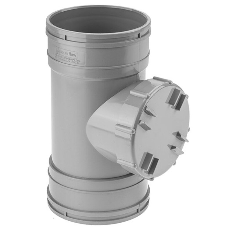 6"/160mm Short Access Pipe Double Socket Solvent Grey