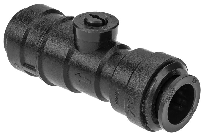 15mm Isolation Valve Black Polybutylene Push-Fit