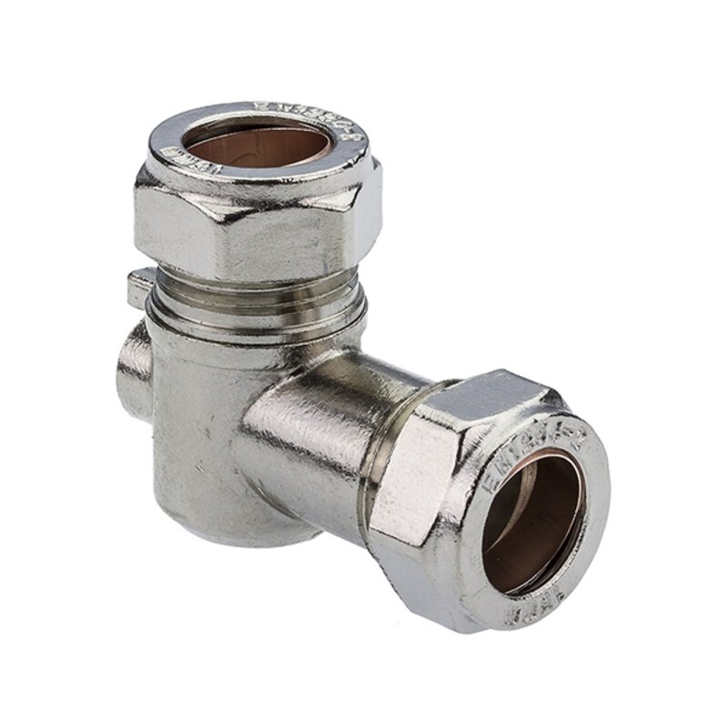 15mm WRAS 90 Angled Isolation Valve Chrome- Compression Ends