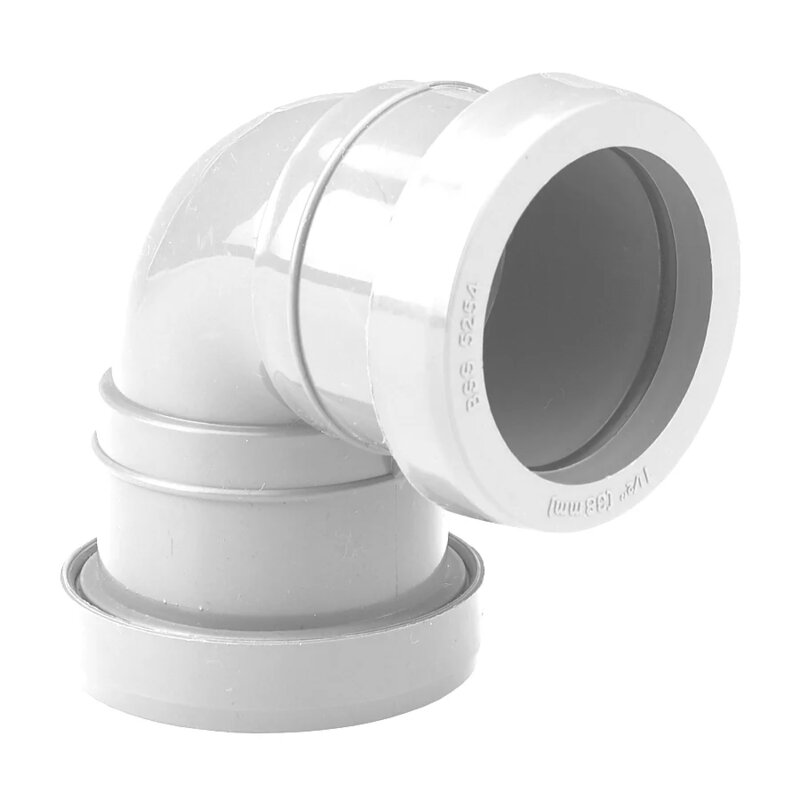 40mm Pushfit Waste 90° Knuckle Bend - White