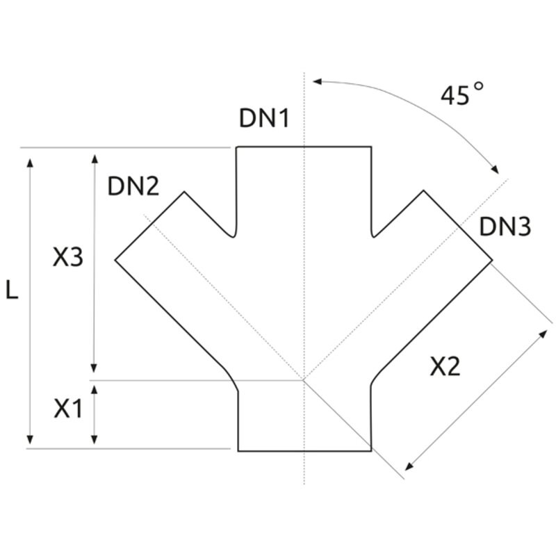 CIS 100mm 45° Double Branch Tee