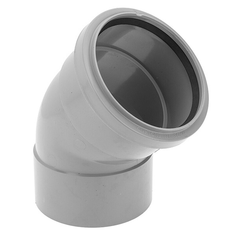 4"/110mm x 135° Offset Bend Solvent Socket/Spigot - Ring Seal Grey