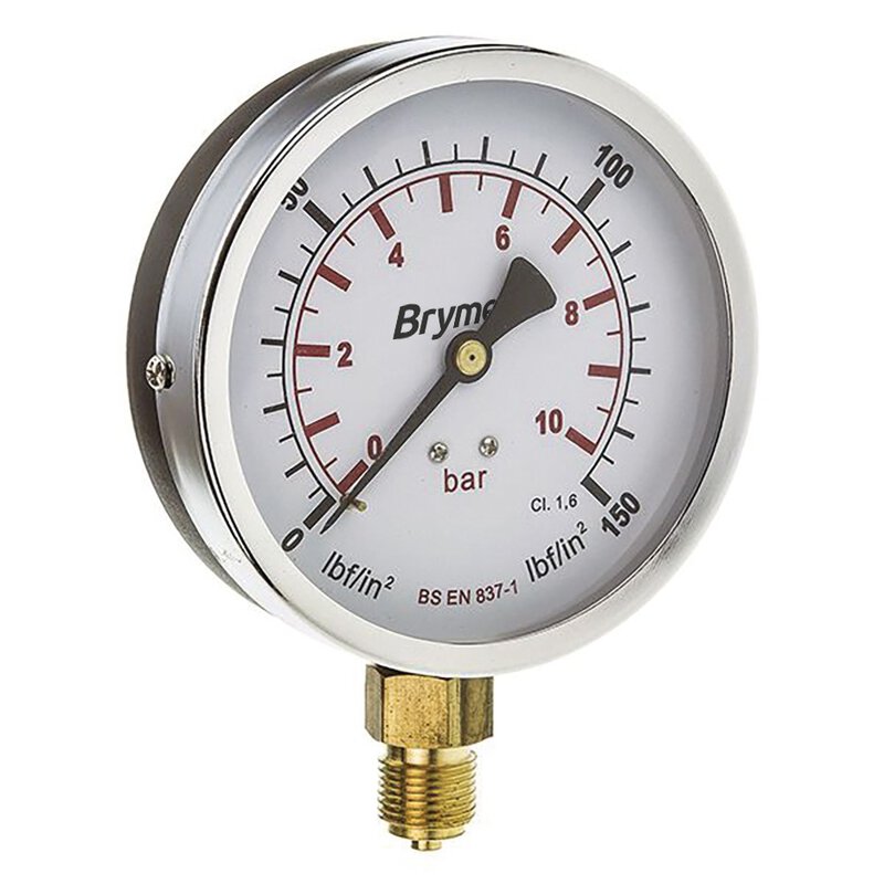 Pressure Gauge 0-6 Bar - 100mm Dia. 3/8" Bottom Connection