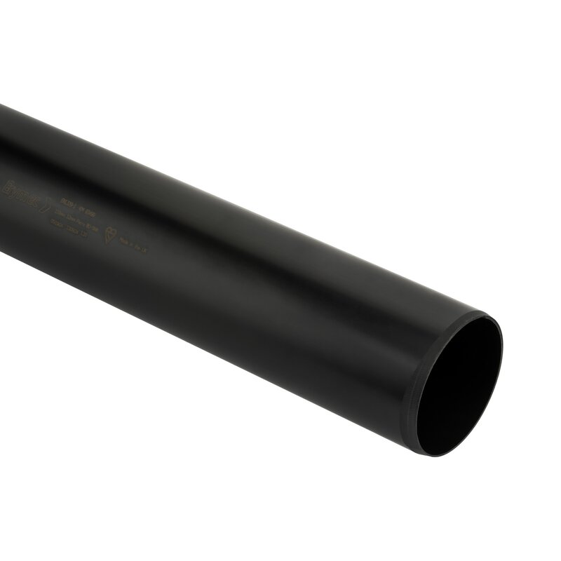 4"/110mm x 3m Plain End Pipe Black