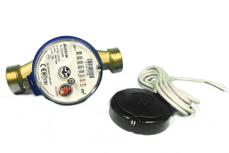 JSC-NK 40 Qp16 1 1/2" Pulsed MID WRAS Single-Jet Class C Cold Water Meter w/ Unions