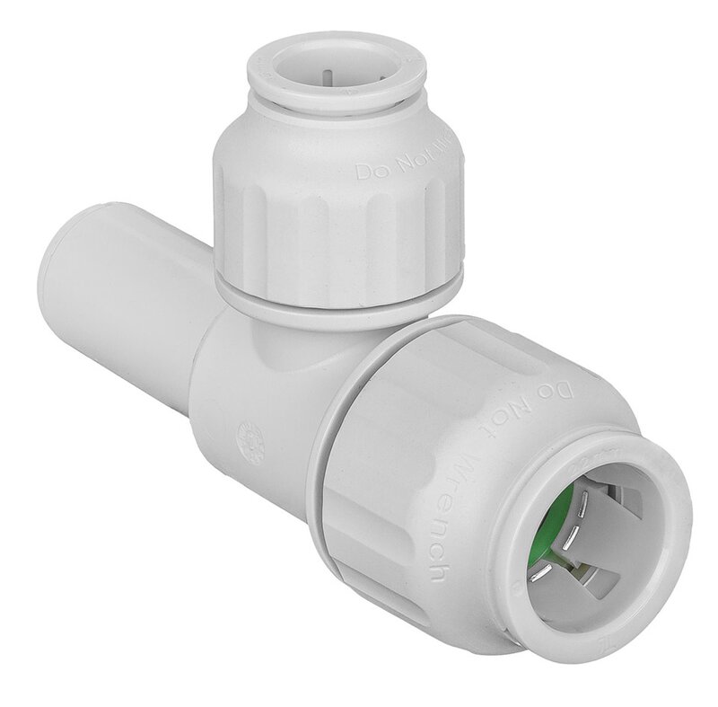 22mm x 22mm Spigot x 15mm Reducing Tee Polybutylene Push-Fit