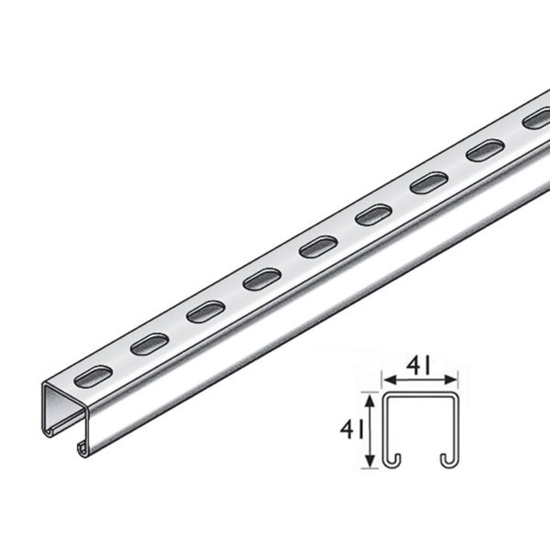 41 x 41 x 1.5mm x 3m Light Gauge Slotted Channel