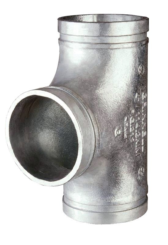 4" Grinnell 219 90° Equal Tee Grooved Fitting - GALV