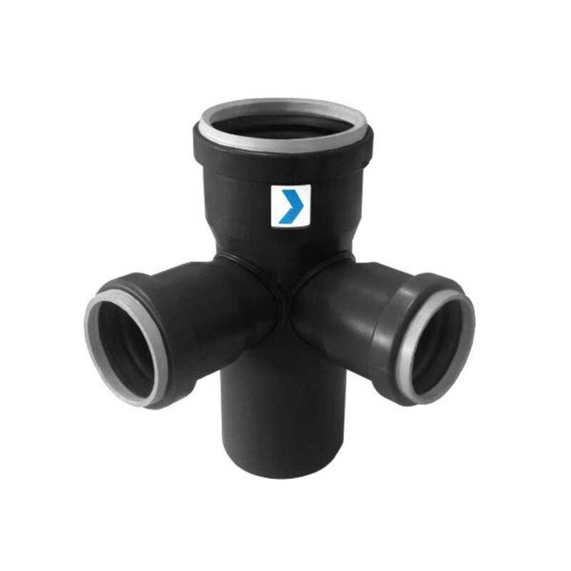 75 x 50mm 87 Reducing Double Corner Branch - 3 Socket VOX Acoustic dB12 Waste Fitting