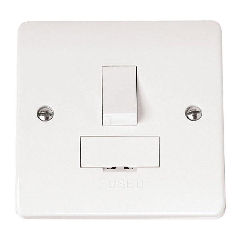 White Plastic Isolator - 13 Amp Switched Fused Spur