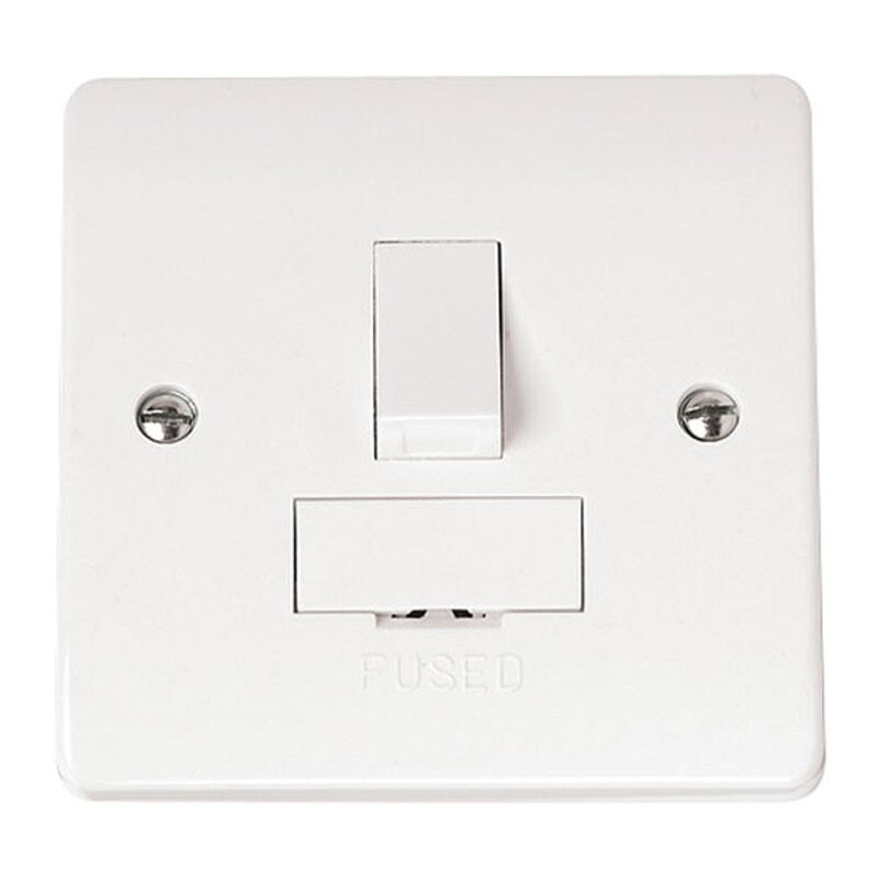 White Plastic Isolator - 13 Amp Switched Fused Spur