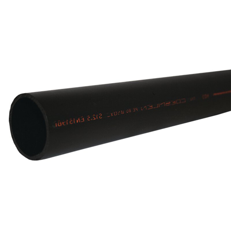 32mm x 3mt HDPE Plain End Pipe - Black