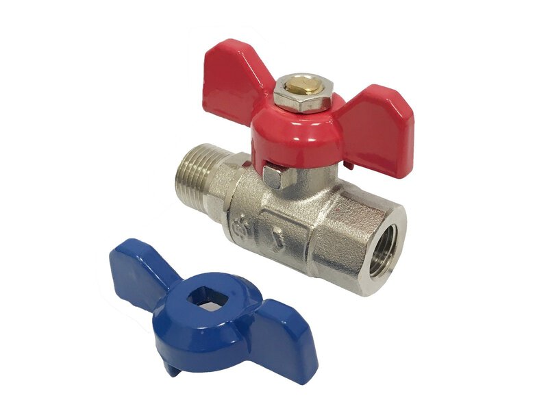 3/8" FxM Red & Blue Butterfly Handle Full Bore Ball Valve