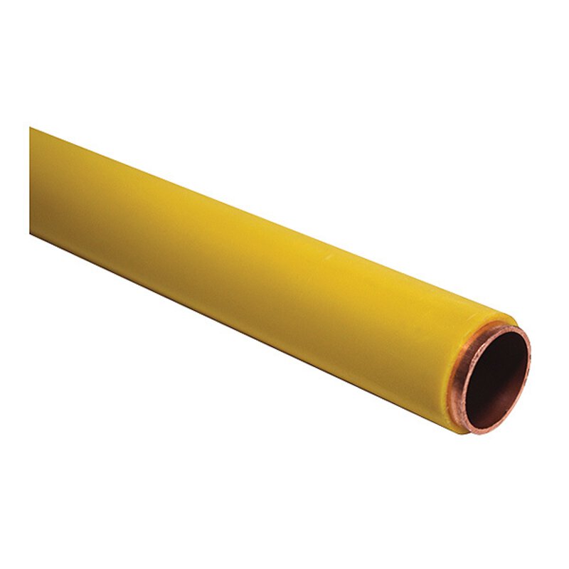 15mm Yellow PVC Covered Copper Plumbing Tube 3m