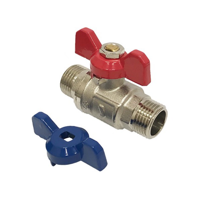 3/8" MxM Red & Blue Butterfly Handle Full Bore Ball Valve