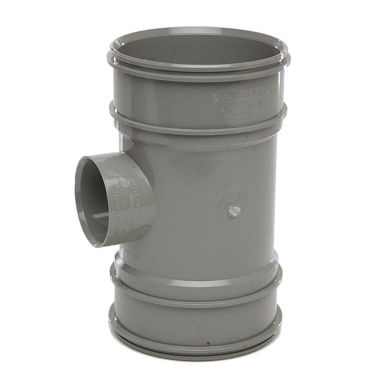 4"/110mm 1 1/ 2" (43mm) Boss Outlet, Double Socket - Solvent Grey - Type 2